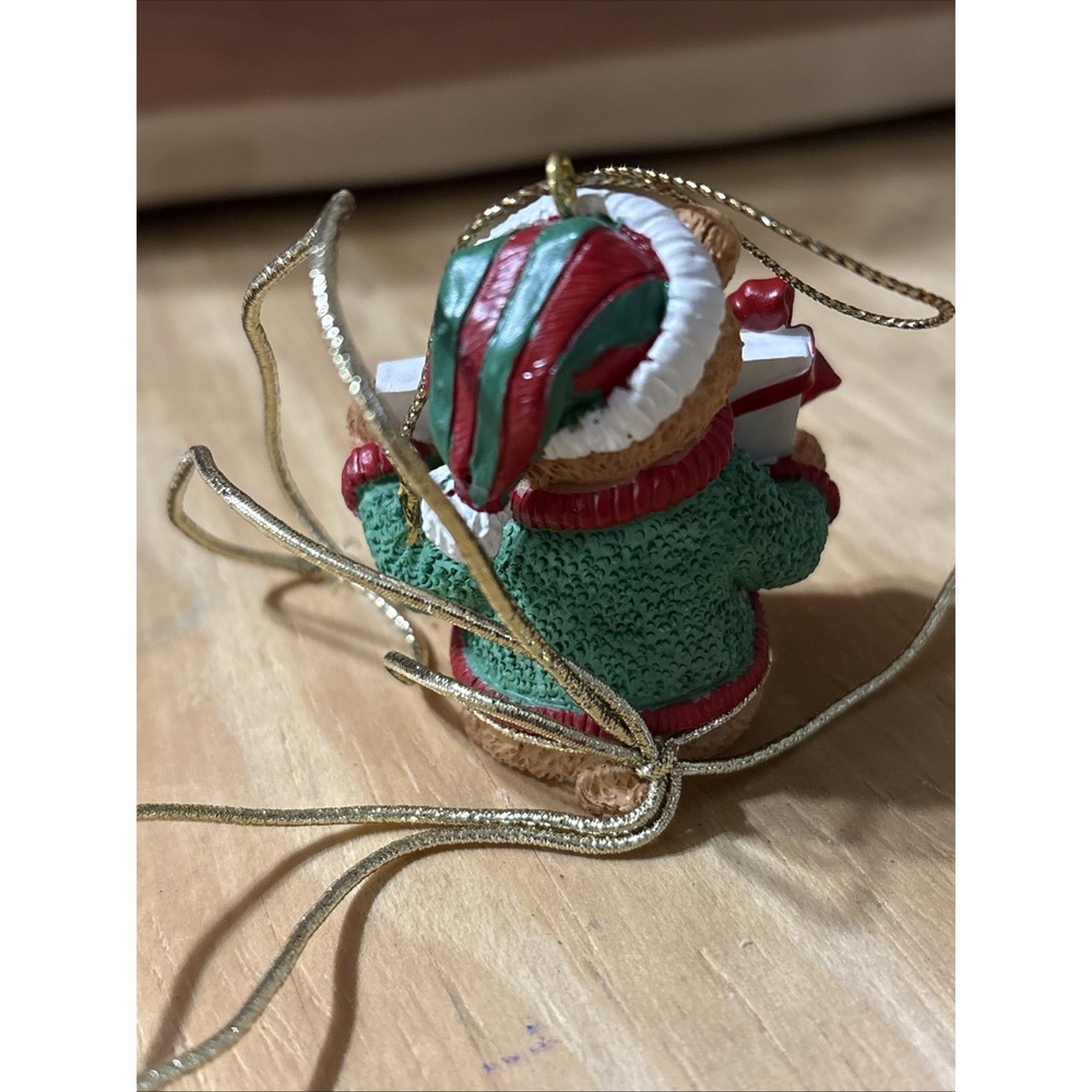 Avon Gift Collection Holiday Wishes Package Topper Ornament Teddy Bear W Box - Picture 3 of 6